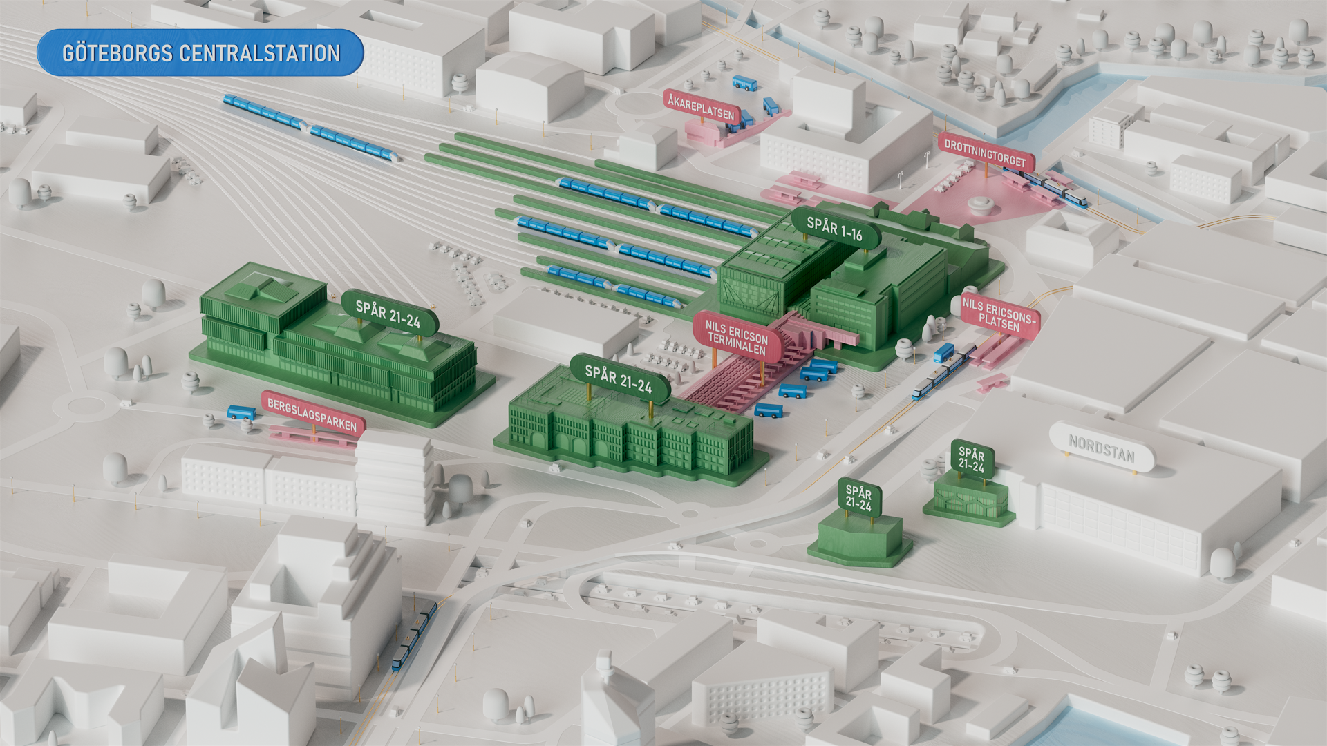 Kartbild över nya området för Göteborgs Centralstation